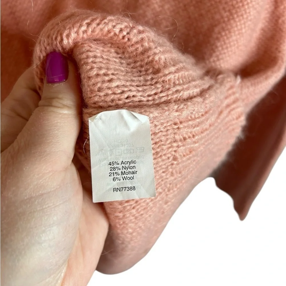 J. Crew Blush Pink Mohair Wool Blend Dolce Shawl Collar Sweater Women’s Sz Med